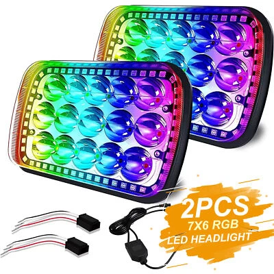 Par de bombillas de haz sellado halo LED RGB cambio de color 7X6" pulgadas H6054 Foto 1 de 4