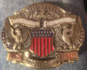 Solid Brass US CON. 200th Anniversary Belt Buckle 1787-1987~Limited Edition - Picture 1 of 2