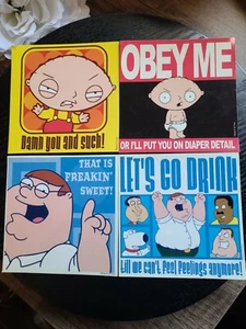 Family Guy TV Show Lot of 4 Stickers Stewie Peter Cleveland Quagmire Brian RARE - Picture 1 of 1