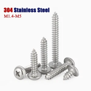 M1.3-M5 Phillips Flanged Pan Head Self Tapping Screws Round Head Stainless Steel - Picture 1 of 90