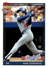 1991 Topps #279b Jose Gonzalez - Los Angeles Dodgers