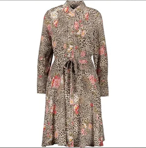 Shirt dress long-sleeved leopard print dress collared belted BNWT UK10 animal - Picture 1 of 3