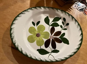 Blue Ridge GREEN BRIAR handbemalt Vintage amerikanische Keramik 11,25 x 14 ovale Platte - Bild 1 von 2