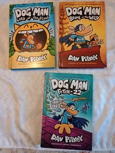 Dog Man Books Lot of 3 Hardcover By Dave Pilkey Graphic Novels Lot - Picture 1 of 3