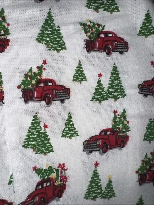 Árbol de Navidad Rojo Camión King Size Sábanas Planas Solo Nuevo Con Almacenamiento Foto 1 de 3