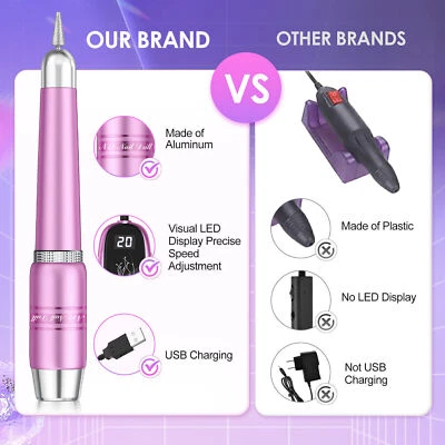 Professional Cordless Nail Drill Kit - 30K RPM LED Efile with 7 Bits & 26 Bands - Image 1 of 4