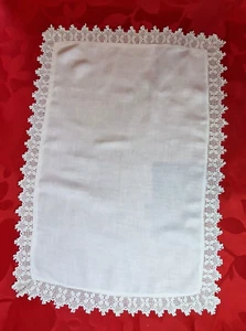 Vintage tray / table covering White crocheted trimmed edge 76cm x 53cm (7324A) - Picture 1 of 9