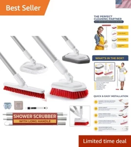 Complete Bathroom Cleaning Kit: Long Handle Scrubber, Scouring Pad, & Microfiber - Picture 1 of 9