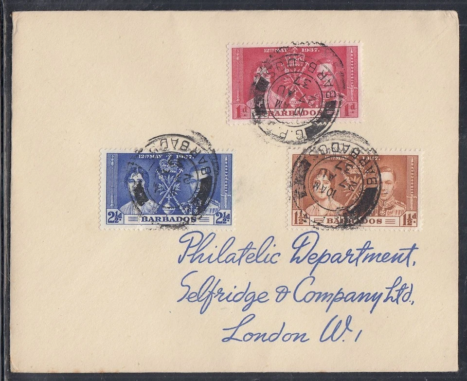 Barbados Scott 190-2 FDC - 1937 Coronation Issue - Image 1 of 1