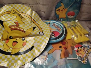 Pokemon Party for 10 Decor - Banner Kit, Plates, Balloon, Cake Topper & Utensils - Picture 1 of 7