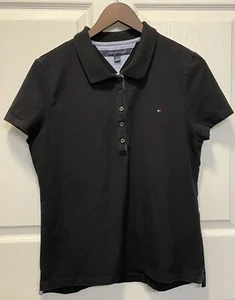 Tommy Hilfiger Girls Black Polo Golf T-Shirt Size L Large Age 12-14 EUC Logo - Picture 1 of 3