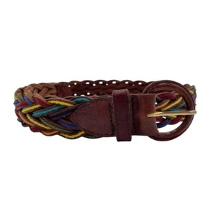 Vintage 80s 90s Rainbow Braided Leather Belt Size Small Lady Canterbury DR - Picture 1 of 9