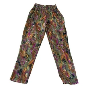 VTG 80s High Waist Rayon Pleated Mom Pants Tapered Leg Parachute Style Sz 5/6 - Picture 1 of 16