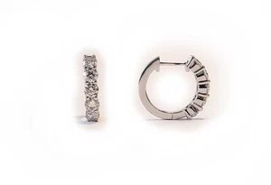3.00 Carat Moissanite Round Hoop Earrings (Charles & Colvard) - Picture 1 of 5