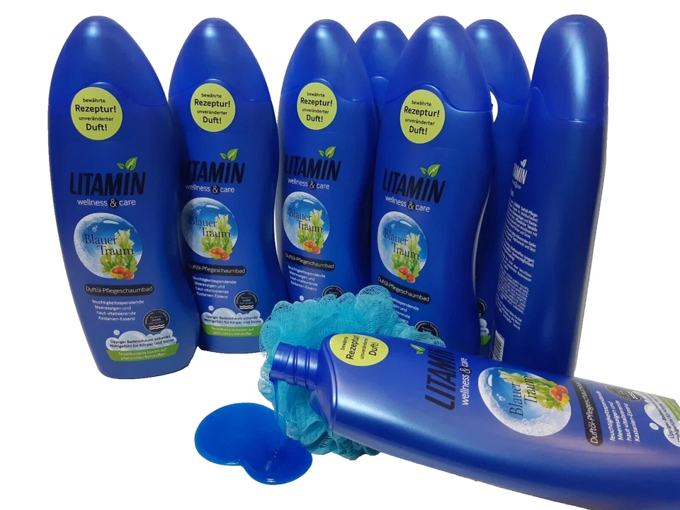 (3 x 750 ml) Litamin Wohlfühl- und Pflege-Duftöl-Schaumbad-Pflege Blue Dream