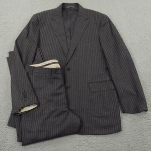 Canali Suit 40R Charcoal Flannel Chalk Stripe Jacket Pants Trousers 34x28* FLAWS - Picture 1 of 23