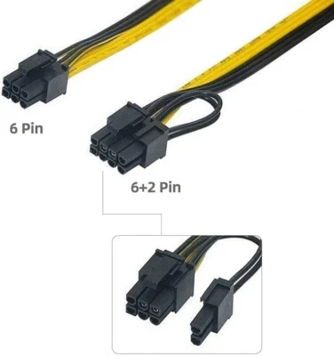 6 Pack PCIe 8 Pin Female to Dual 8 Pin (6+2) Male GPU Power Splitter Cable - Image 1 of 4