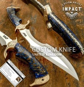 IMPACT CUTLERY RARE CUSTOM D2 FULL TANG BUSHCRAFT BOWIE KNIFE PINE CONE RESIN - Picture 1 of 12