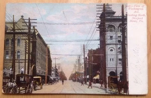 1906 NEWPORT NEWS, VA, WASHINGTON AVENUE STREET SCENE UNDIVIDED BACK POSTCARD - Picture 1 of 3