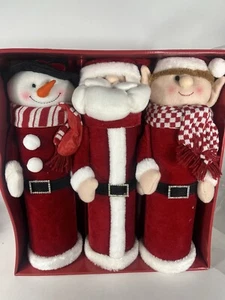 Nuovo Living Home Holiday Set di 3 Copri Vino Decorato Natalizio Pupazzo di Neve Babbo Natale - Foto 1 di 3