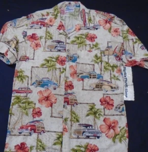 Camisa hawaiana leñosa de hamburguesas y bebidas finas de Islands talla mediana adulto - Imagen 1 de 2