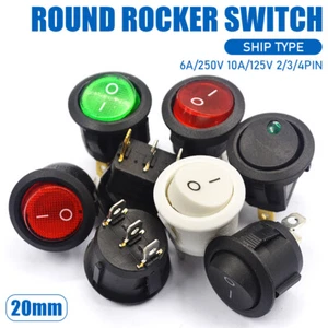6A/250V 10A/125V Button Power Switch Round Rocker Switch ON/OFF SPST 2/3/4 Pins - Picture 1 of 30