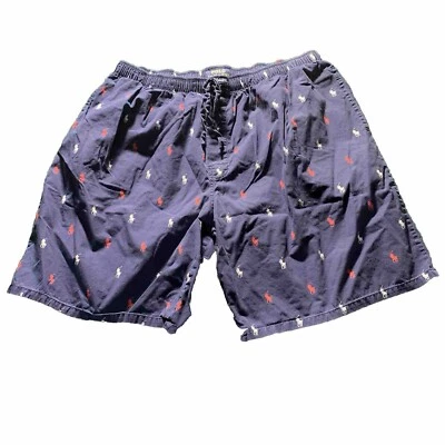 Polo RALPH LAUREN Shorts Men sz LG Blue Red White Polo Man Horse All Over Print - Image 1 of 4