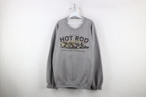 Vintage 90s Streetwear Mens 2XL Spell Out Classic Hot Rod Car Sweatshirt Gray - Picture 1 of 9