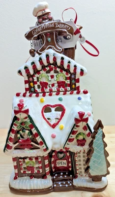 NEW Blue Sky Clayworks GINGERBREAD BAKERY Christmas Tea Light Candle House NWT