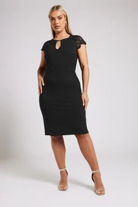 YOURS LONDON Women's Plus Size Lace Keyhole Midi Dress - Picture 1 of 8