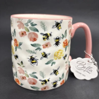 Caneca Bella Abelhas e Flores 10 Strawberry Street 14 oz Cerâmica Nova Com Etiqueta - Imagem 1 de 4
