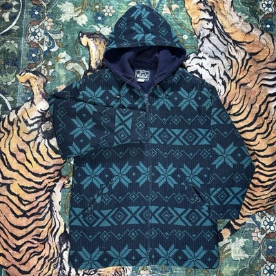 Vintage Woolrich Woman Nordic Navajo Hooded Wool Coat Jacket Small Blue USA Made - Image 1 of 4