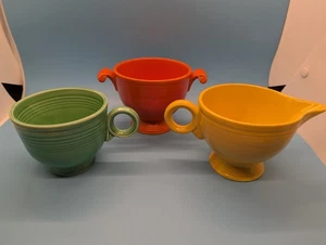 Vintage Fiestaware (Konvolut 3) Zuckerdose, Milchkännchen und Tasse - Bild 1 von 14