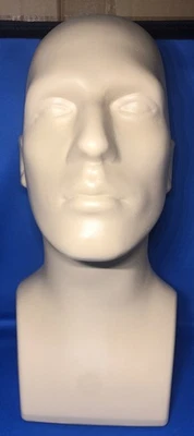 Plastic  Adult Men's Mannequin Display Head with Facial Features and Ears - Image 1 of 4