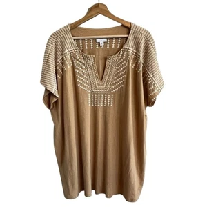 J Jill Pure Jill Damen bestickte Tunika Top Größe 2X Oversize Boho Küste - Bild 1 von 8