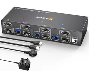 YOUTINGHDAV KVM Switch 2 Monitors 3 Computers HDMI, USB 3.0 KVM - Afbeelding 1 van 10