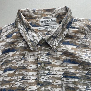 VTG Columbia S/S Shirt AOP Multicolor Fish M - Picture 1 of 9