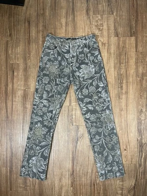 Pantalones Roberto Cavalli Hechos en Italia Floral Metálicos Talla Mediana Foto 1 de 4