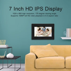 Digital Photo Frame 7in HD IPS Screen Support USB Storage Card Music Video P NEW - Afbeelding 1 van 21