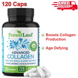 Multi Collagen Hydrolysate + Vitamin C Anti-Aging 120 Ct 1000mg, Types I,II,III - Picture 1 of 10