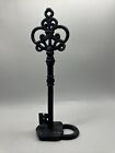 Unbranded Iron Lock And Key Sculpture Home Decor 13”  Skeleton Key In Lock Stand