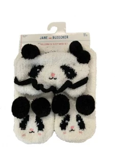 Jane and Bleecker Girls Faux Fur Panda Ballerina Socks & Sleep Mask Set Small - Picture 1 of 1