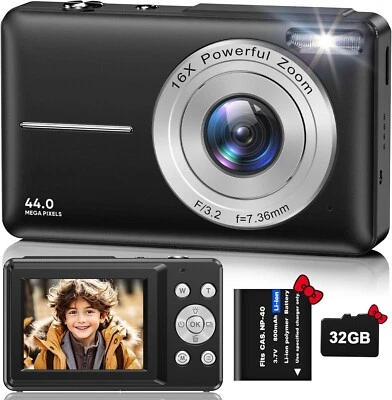Digitalkamera Fotokamera HD 1080P 44MP 32GB Speicherkarte 16x Zubehörpaket C25 - Bild 1 von 4