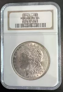 1921-P | NGC MS64 | Morgan Silver Dollar | $1 US Coin | Brilliant White | #1500A - Picture 1 of 2