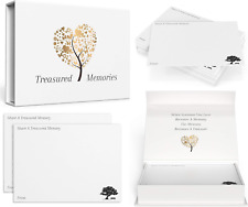 50 Funeral Memory Cards - Textured Bereavement Cards with Box Allowing Guests to