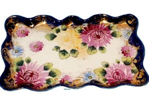 Nippon Unmarked Vintage Porcelain Trinket Dresser Tray Hand Painted Japan - Picture 1 of 5