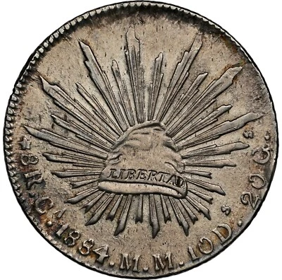 Mexico 1884-CA MM 8 Reales Chihuahua mint NGC AU Details - Image 1 of 4