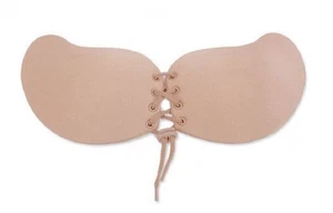 Soutien gorge adhésif beige sans bretelles, laçage effet push up , idéal dos nu - Imagen 1 de 2