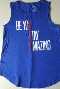 Summer Women Apt. 9 Inspiration Sleeveless TANK TOP~"BE YOU STAY AMAZING" ~Blue - Picture 1 of 18