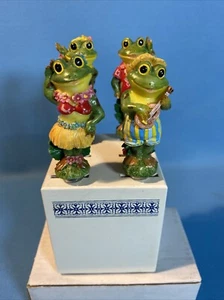 Esparcidores de ranas “Hawaiin” Boston Warehouse 1997 de colección con bloque de madera - Imagen 1 de 5